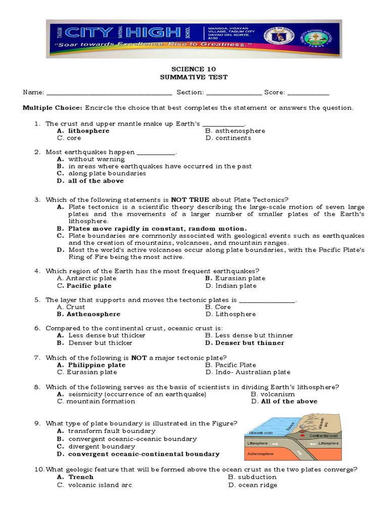 Q1 - SCIENCE - Parallel Assessment - Key | PDF | Plate Tectonics ...