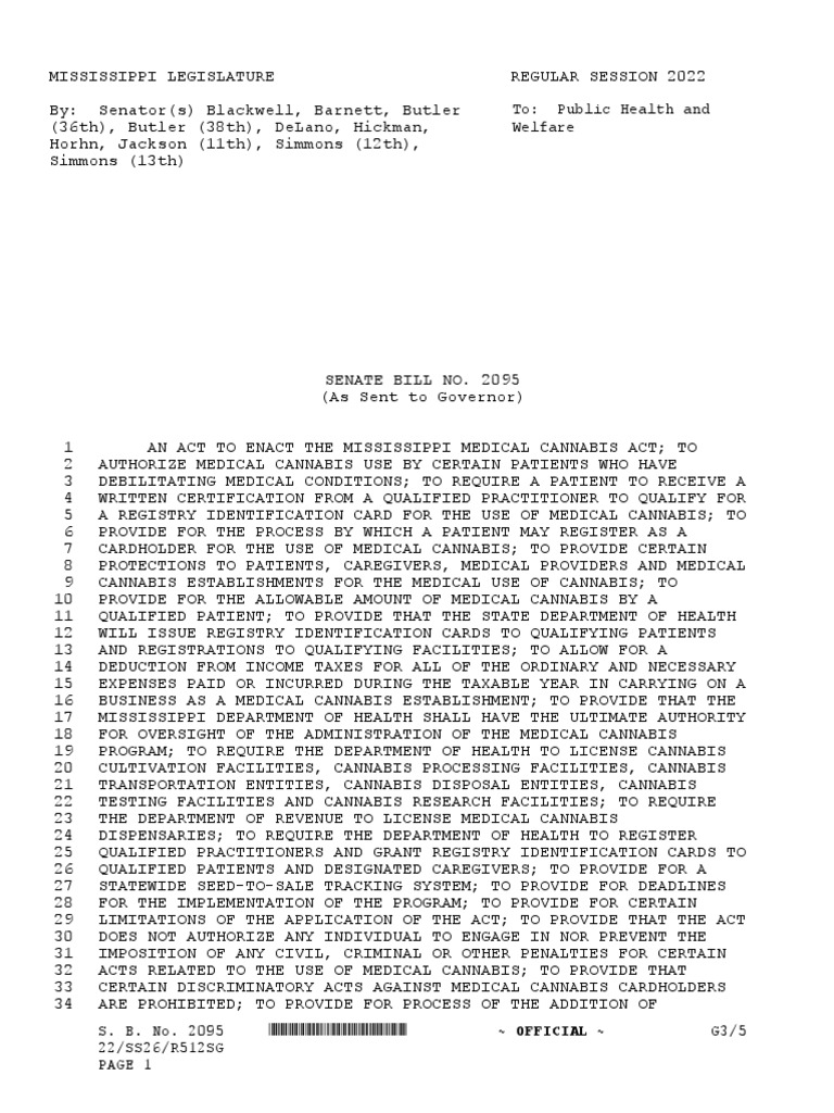 Mississippi Medical Cannabis Act PDF Physician Felony