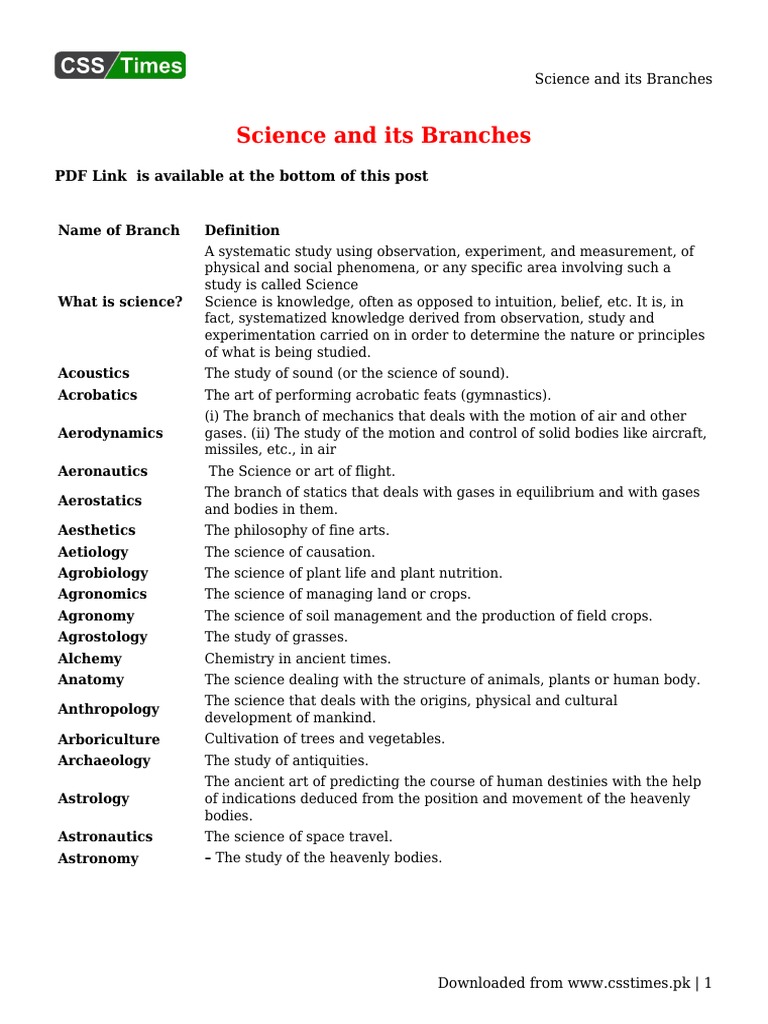 Overview of Science and Its Branches | PDF | Science | Mathematics