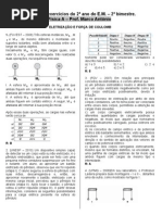 1 Lista de Exercicios Do 2 Bim Do 2 Ano Do EM Eletr e Forca de Coulomb