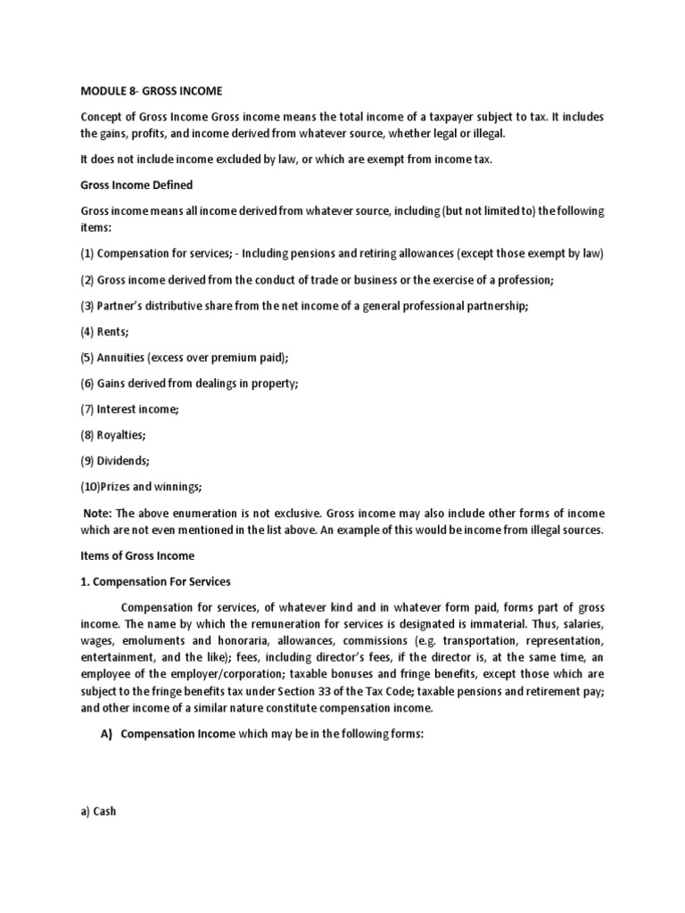 Gross Income Inclusions Explained | PDF | Gross Income | Employee Benefits