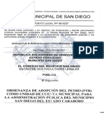 Ordenanza de Adopcion Del Petro (PTR)