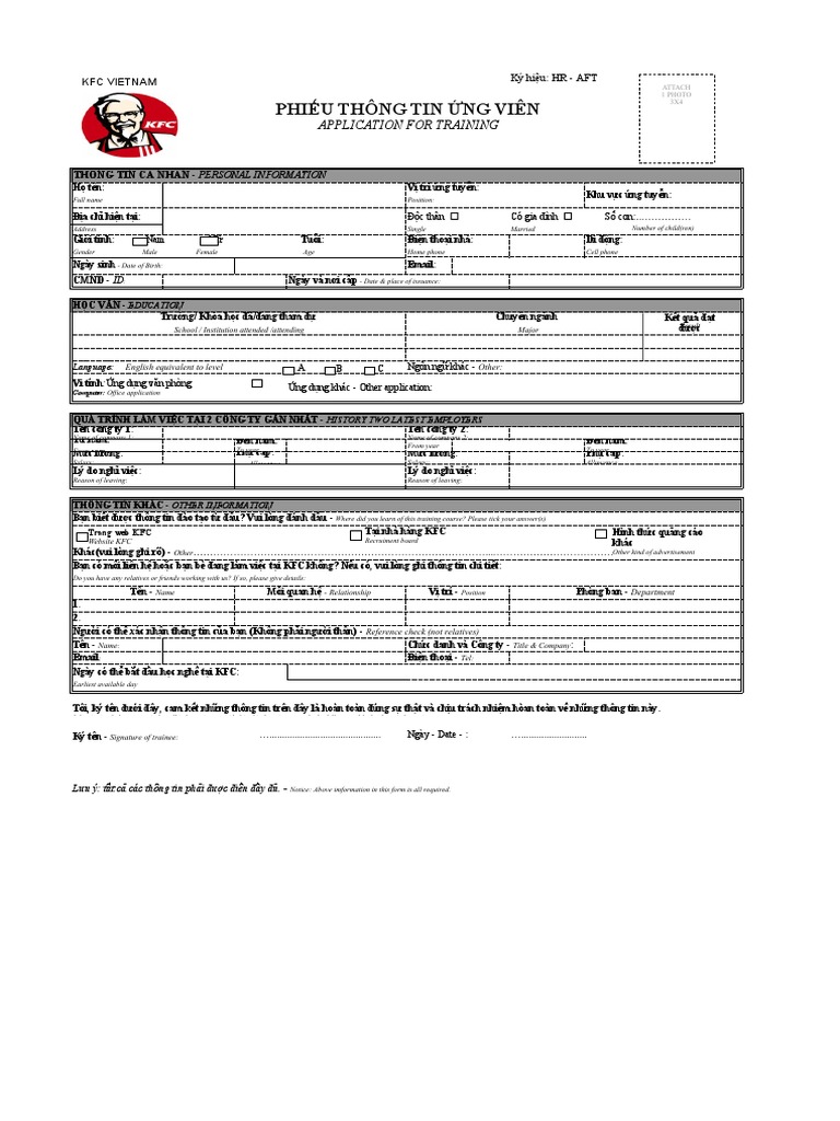 Application Form KFC PDF