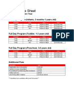 tuition rate sheet