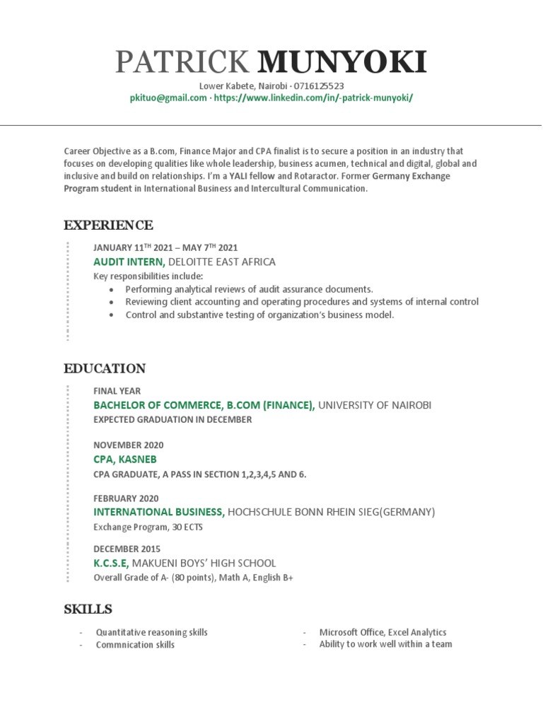 Patrick Kituo CV | PDF