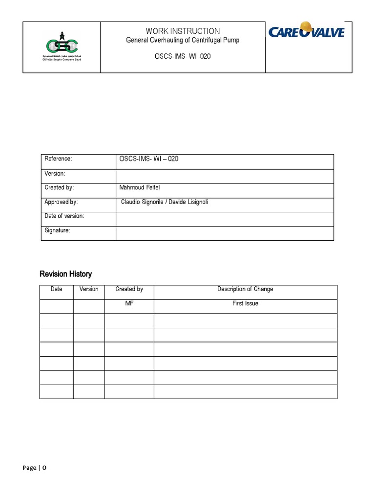 Centrifugal Pump Overhauling Procedure | PDF