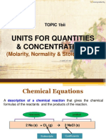 TOPIC 1bii Units For Quantities & Concentrations - Molarity, Normality & Stoichiometry