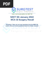 Surgtest GI Surgery NEET SS 2022 Recall