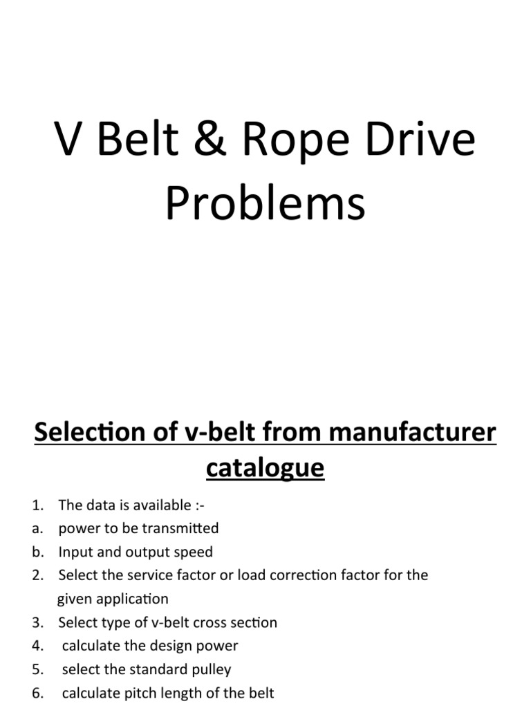 V Belt & Rope Drive Problems PDF Belt (Mechanical) Mechanical