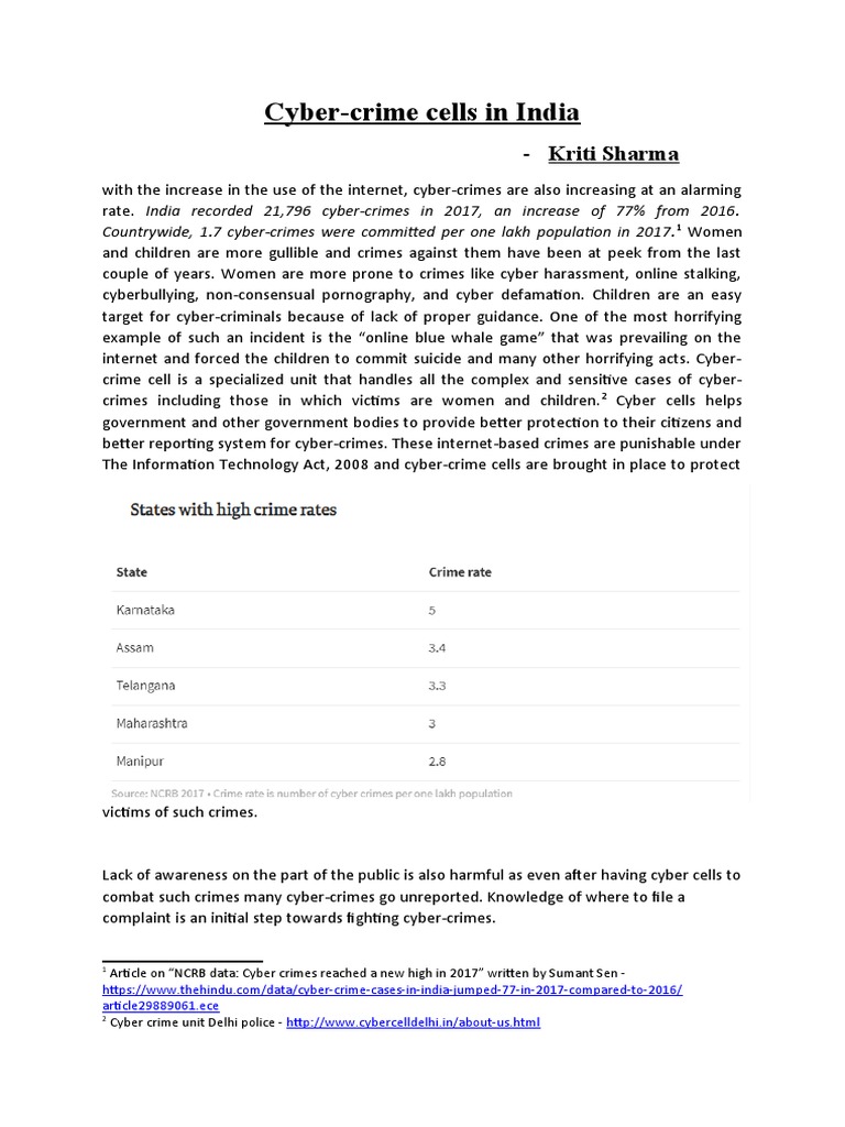 Cyber Crime Cells in India: Overview | PDF | Cybercrime | Cyberbullying