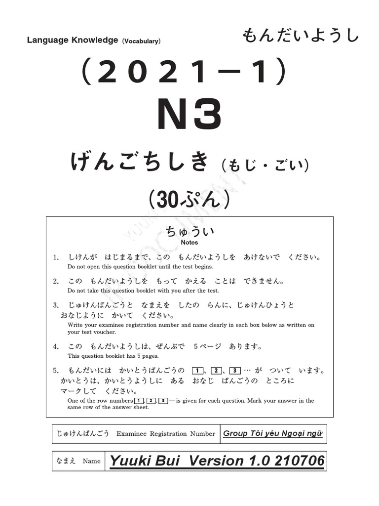 Yuuki Bui Version 1.0 210706: Language Knowledge | PDF