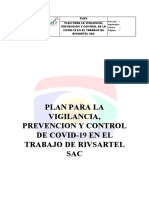 Plan para La Vigilancia, Prevención y Control de La Covid-19 en El Trabajo de Rivsartel Sac