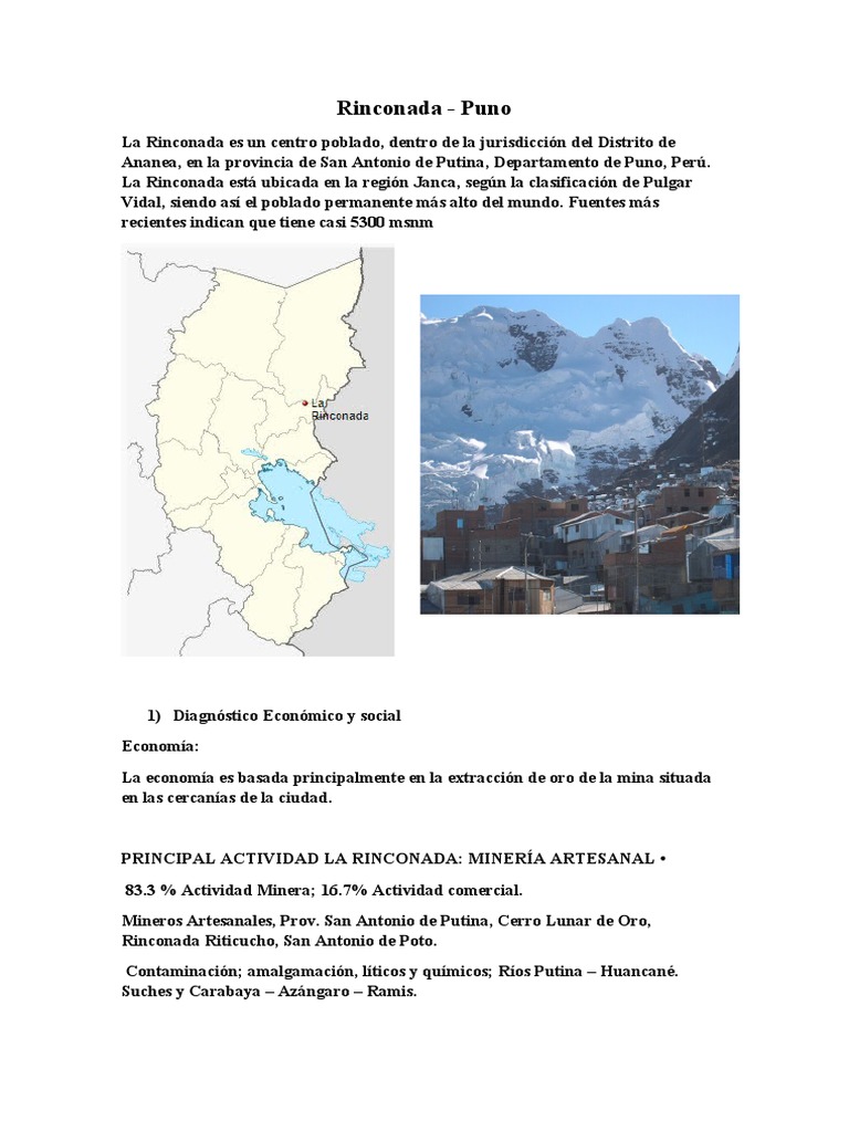 La Rinconada: Altura, Clima y Minería | PDF | Ciencias de la Tierra ...