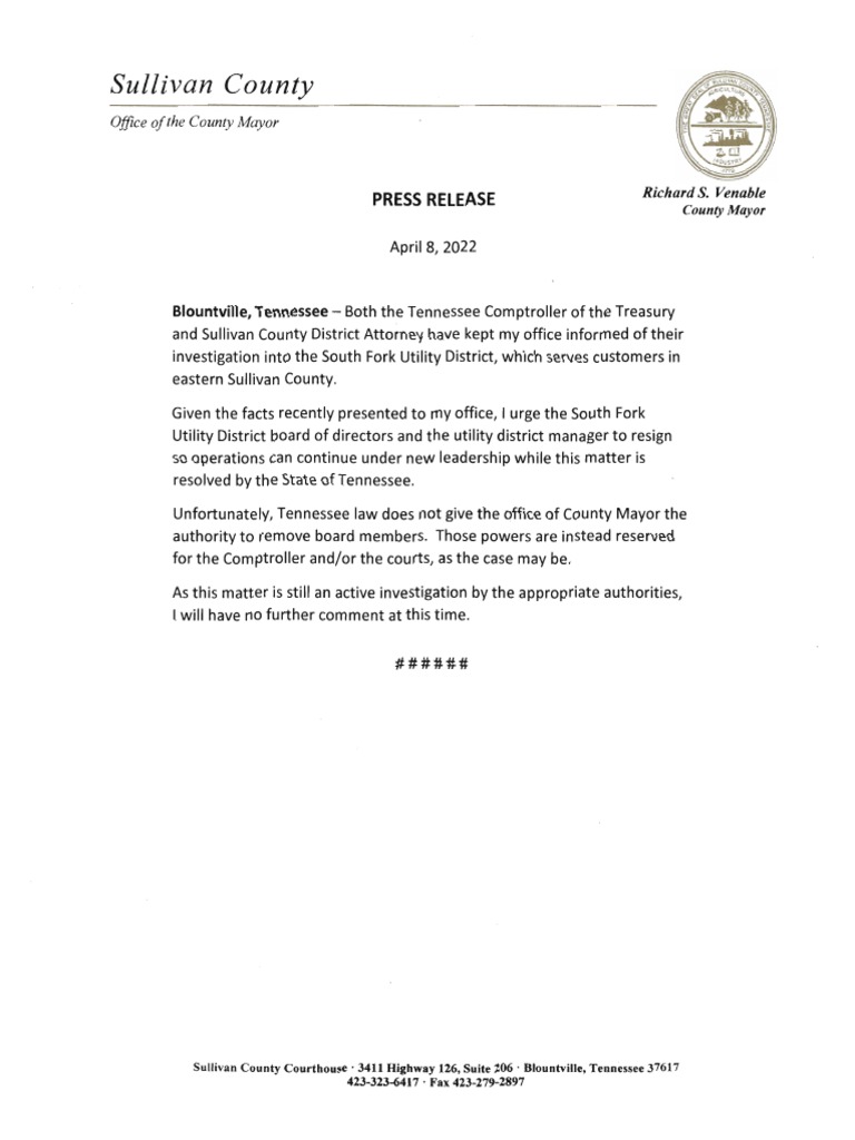 South Fork Utility. April 2022 PDF