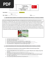 A. Read The Passage Carefully and Answer The Questions. Write True (T) or False (F) - (25 Points)