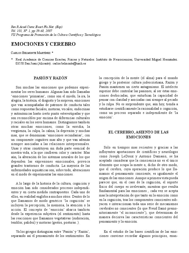 Emociones y El Cerebro | PDF | Amígdala | Las emociones
