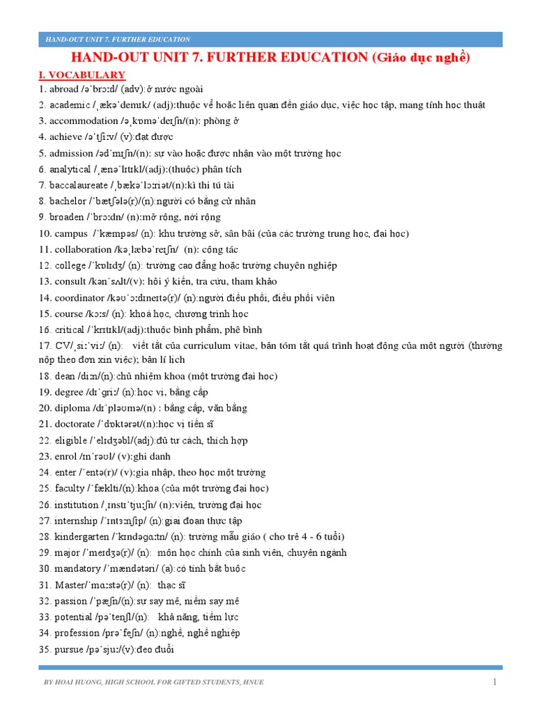 Handout Unit 7. | PDF