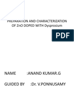 ZnO DOPED WITH Dysprosium Characterization