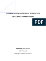 Oper8030 Business Process Integration Midterm Exam Assignment