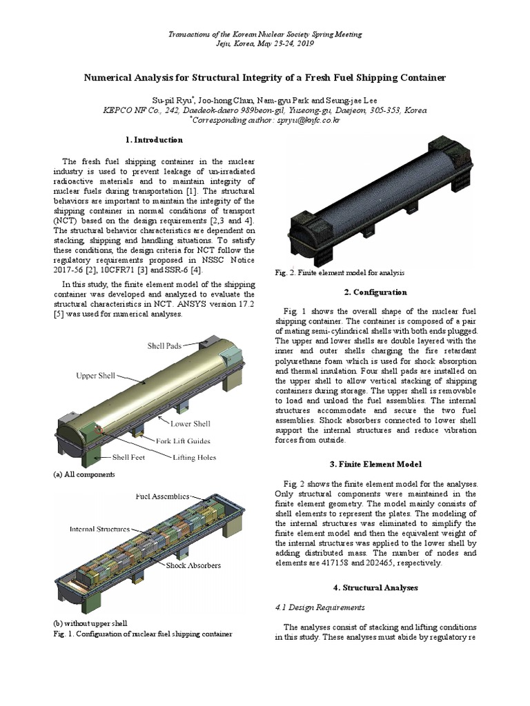 Numerical Analysis For Structural Integrity of A Fresh Fuel Shipping ...