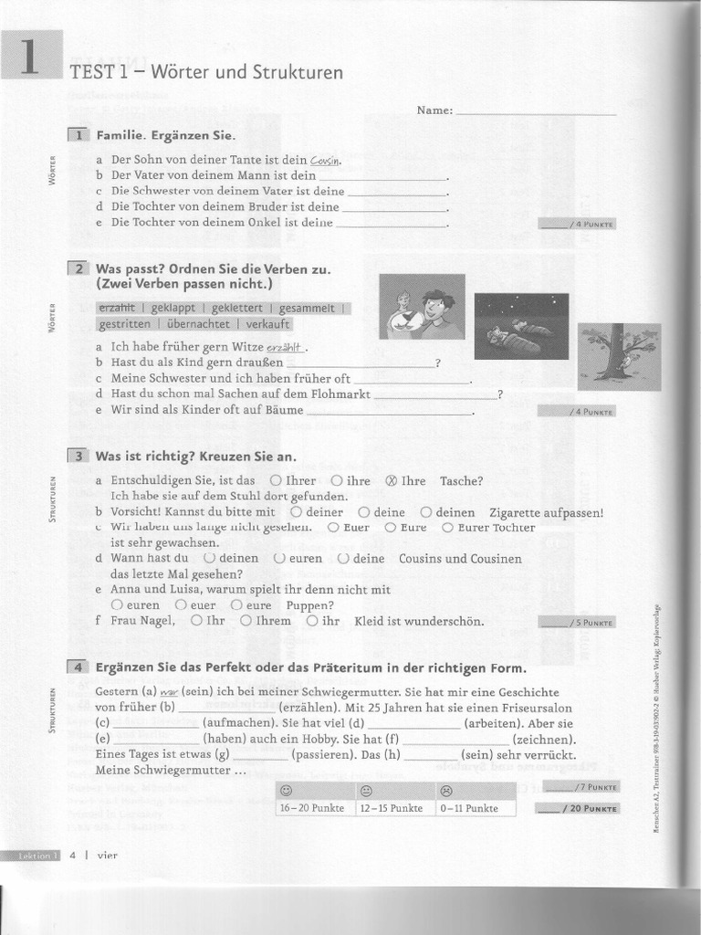 Menschen A2 Testtrainer Modul 1 Lektion 1-3 | PDF