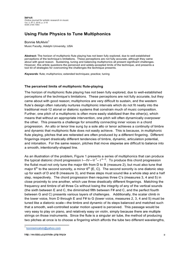 Using Flute Physics To Tune Multiphonics PDF