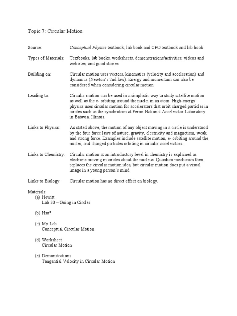 worksheet Mathematics Of Circular Motion Worksheet Answers phys07 circularmotion speed acceleration