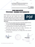 Icollcg: Ekam Forim Notice For October-November 2020 Examination