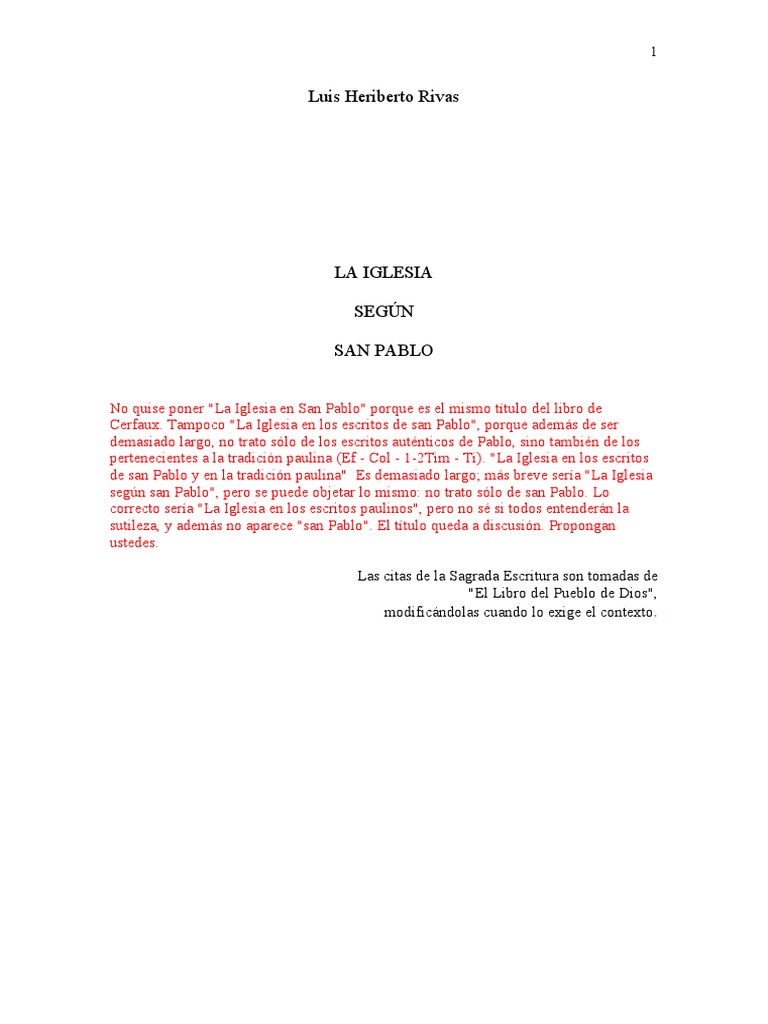 La Iglesia según San Pablo | PDF | Pablo el apóstol | Abrahán