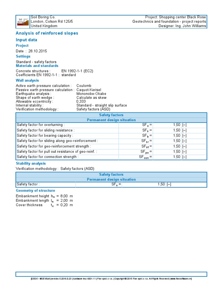 Geo5 Mse Wall Sample Report | PDF | Geotechnical Engineering | Civil ...