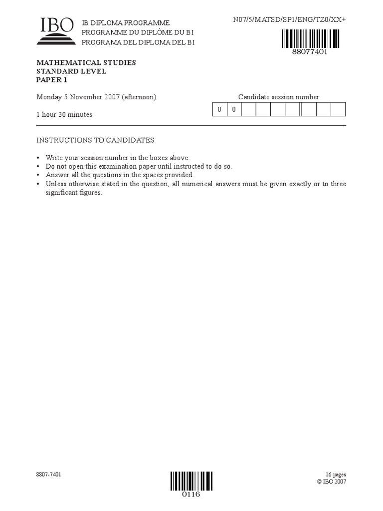 Mathematical Studies Paper 1 SL | PDF | Function (Mathematics ...