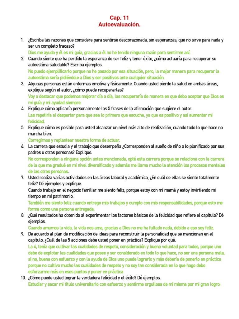 Autoevaluación: Claves para la Felicidad | PDF | Felicidad | Autoestima
