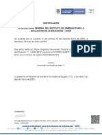Certificación La Secretaría General Del Instituto Colombiano para La Evaluación de La Educación - Icfes