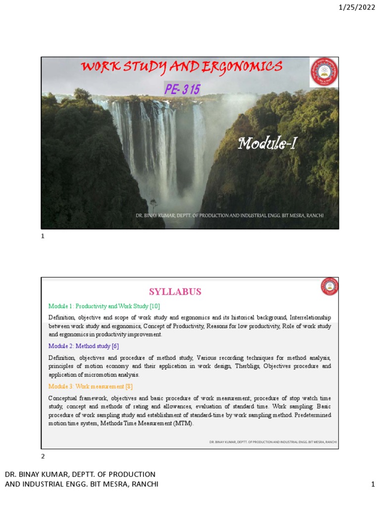 Work Study and Ergonomics Syllabus | PDF