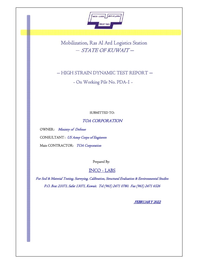 PDA Sample Report PDF Deep Foundation Hammer