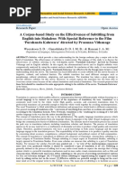 A Corpus-Based Study On The Effectiveness of Subtitling From English Into Sinhalese: With Special Reference To The Film Purahanda Kaluwara' Directed by Prasanna Vithanage