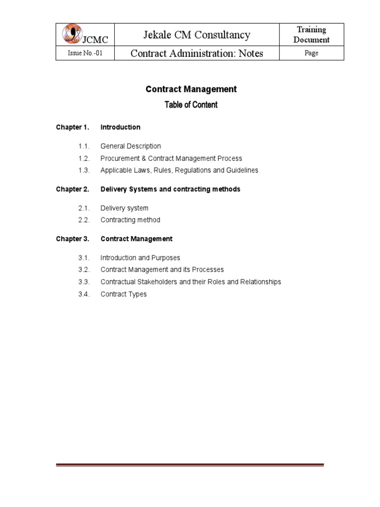 Contract Administration Training Note | PDF