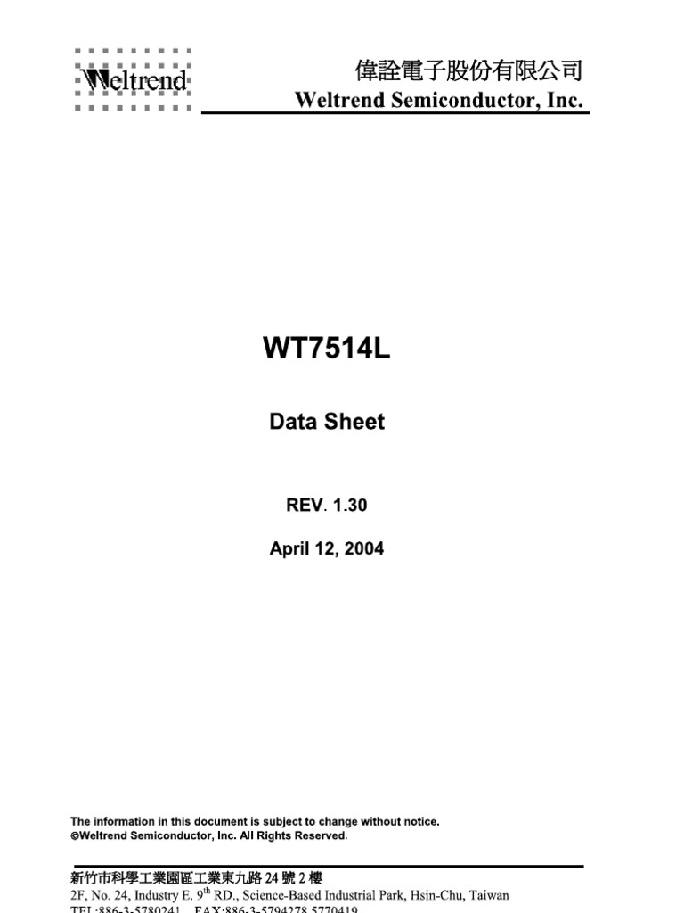 WT7514L Weltrend | PDF