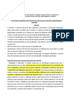 Os processos cognitivos da memória: percepção, aprendizagem e memória