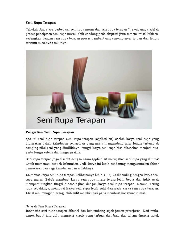 Fungsi dan Ciri Seni Rupa Terapan | PDF