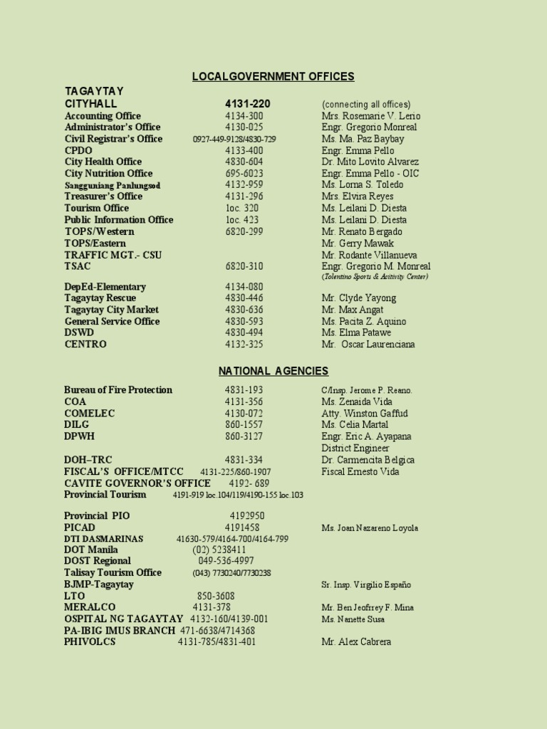 Tagaytay City Directory | PDF