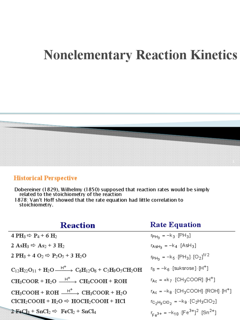 Non Elementary Reaction PDF Unit Processes Reaction Rate