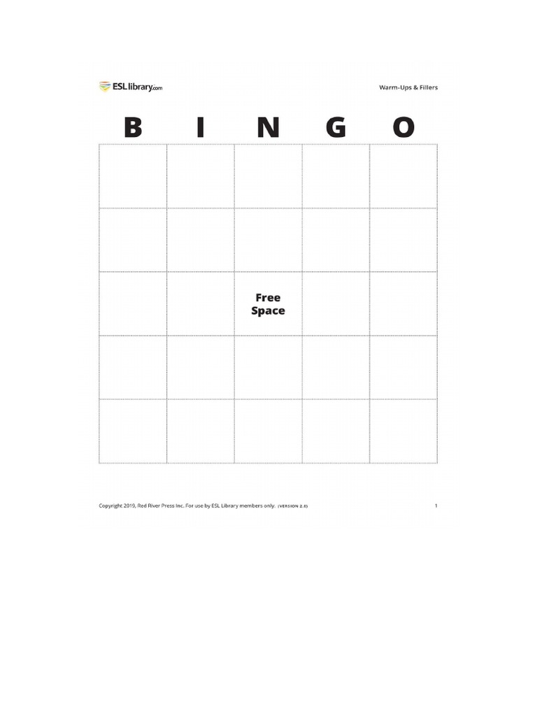 Bingo Card Game PDF