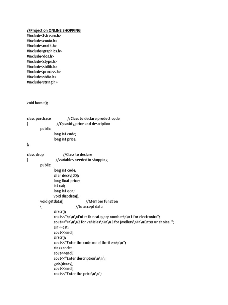 Online Shopping System Project | PDF | Computer Programming | Computer ...