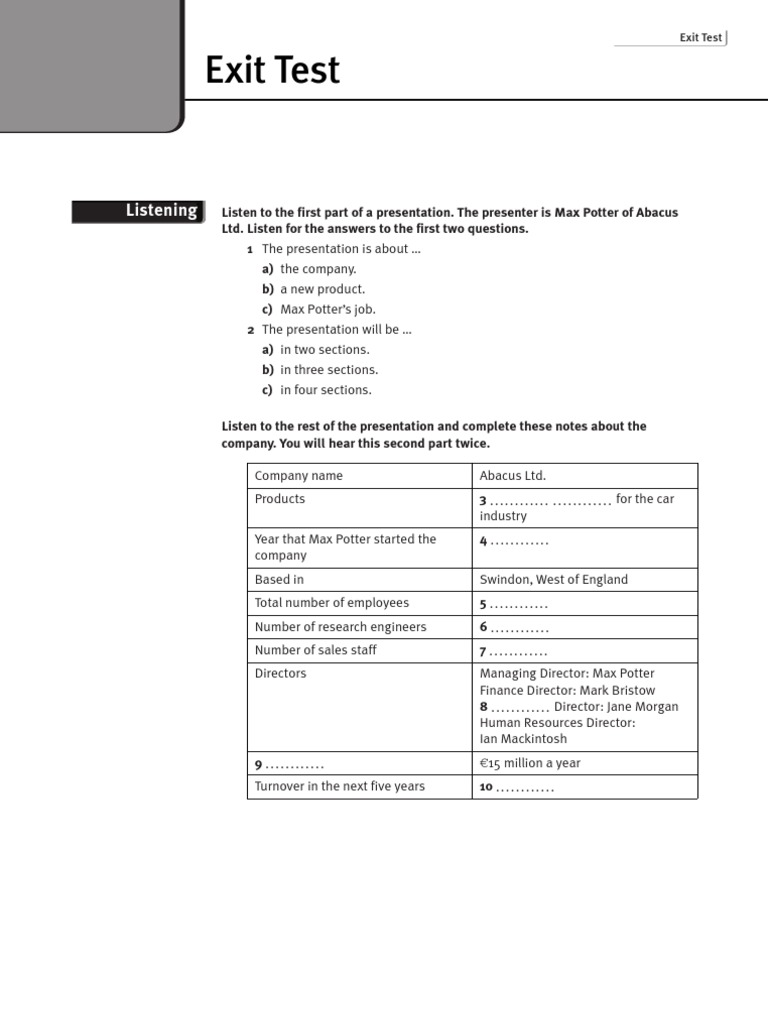 Elementary Exit Test Advertising Sales