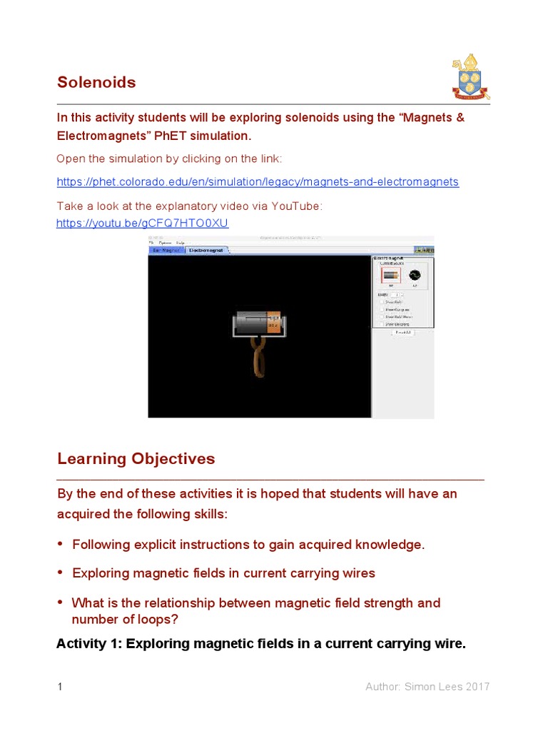 Exploring Solenoids with PhET Simulation | PDF | Magnetic Field | Compass