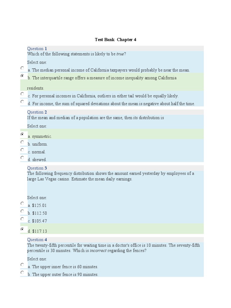 SB Test Bank Chapter 4 | PDF