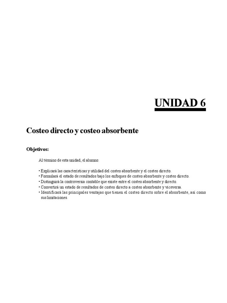 Costeo Directo vs. Absorbente en Contabilidad | PDF | Costo | Contabilidad