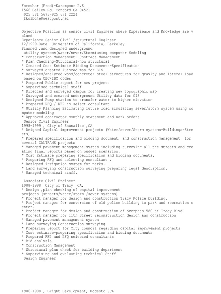 Senior Civil Engineer Profile | PDF | Construction Management | Civil ...