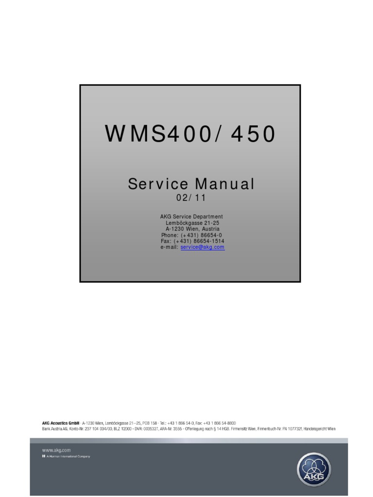 WMS 400/450 Service Manual Overview | PDF | Electrical Components ...